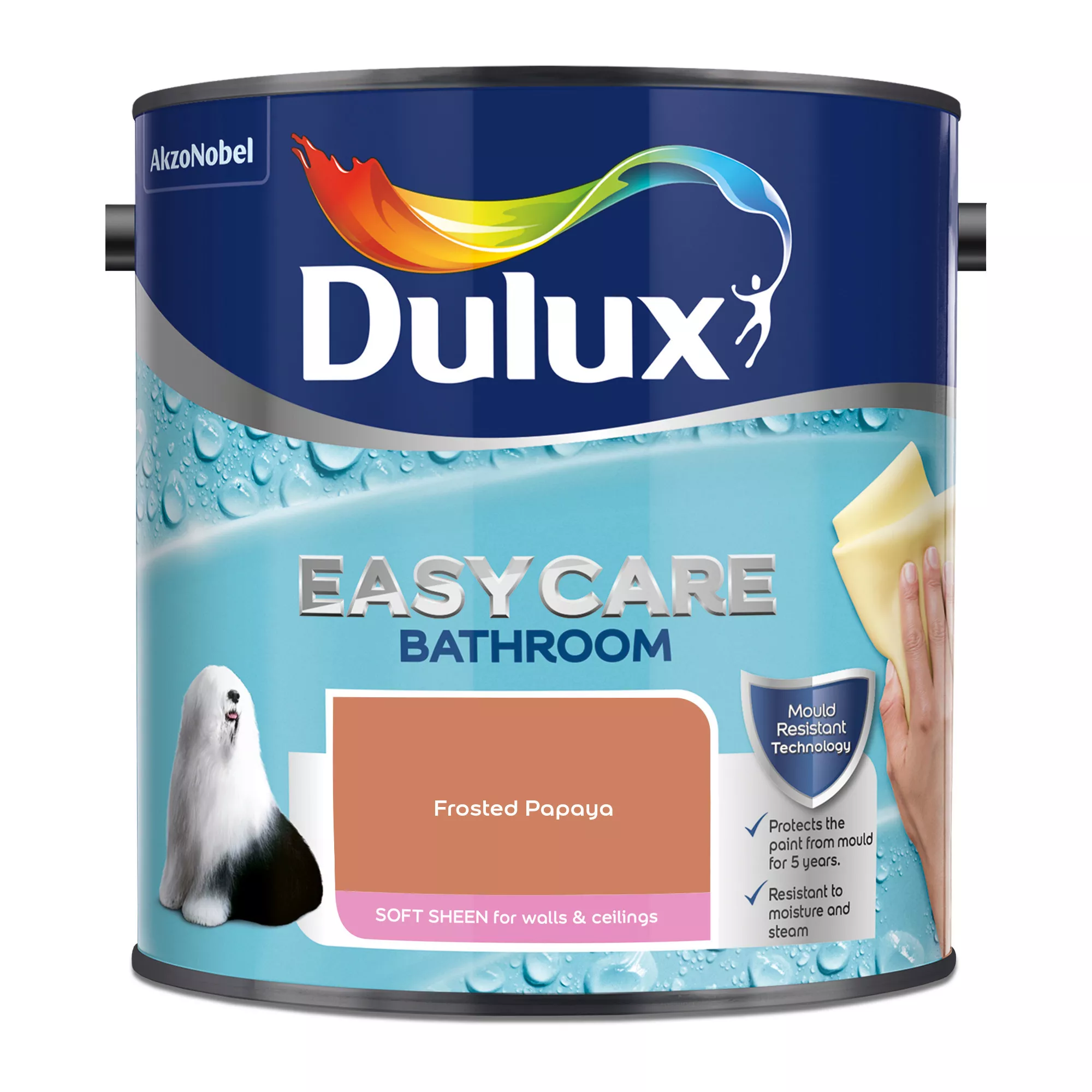 Dulux Easycare Bathroom Frosted Papaya Soft Sheen Wall Paint, 2.5L 3 Dulux Easycare Bathroom Frosted Papaya Soft Sheen Wall Paint, 2.5L - Image 3