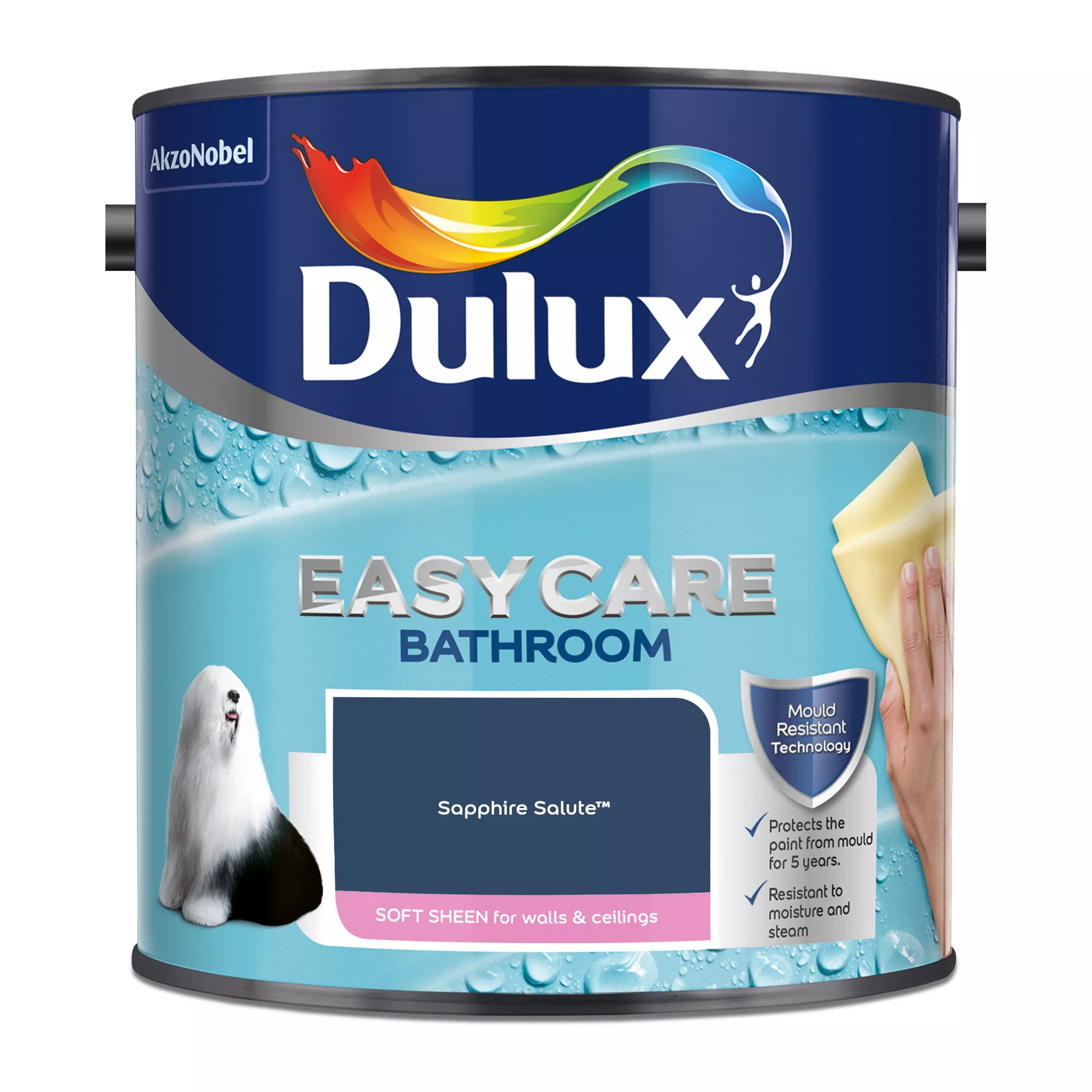 Dulux Easycare Bathroom Sapphire Salute Soft Sheen Wall Paint, 2.5L 3 Dulux Easycare Bathroom Sapphire Salute Soft Sheen Wall Paint, 2.5L - Image 3