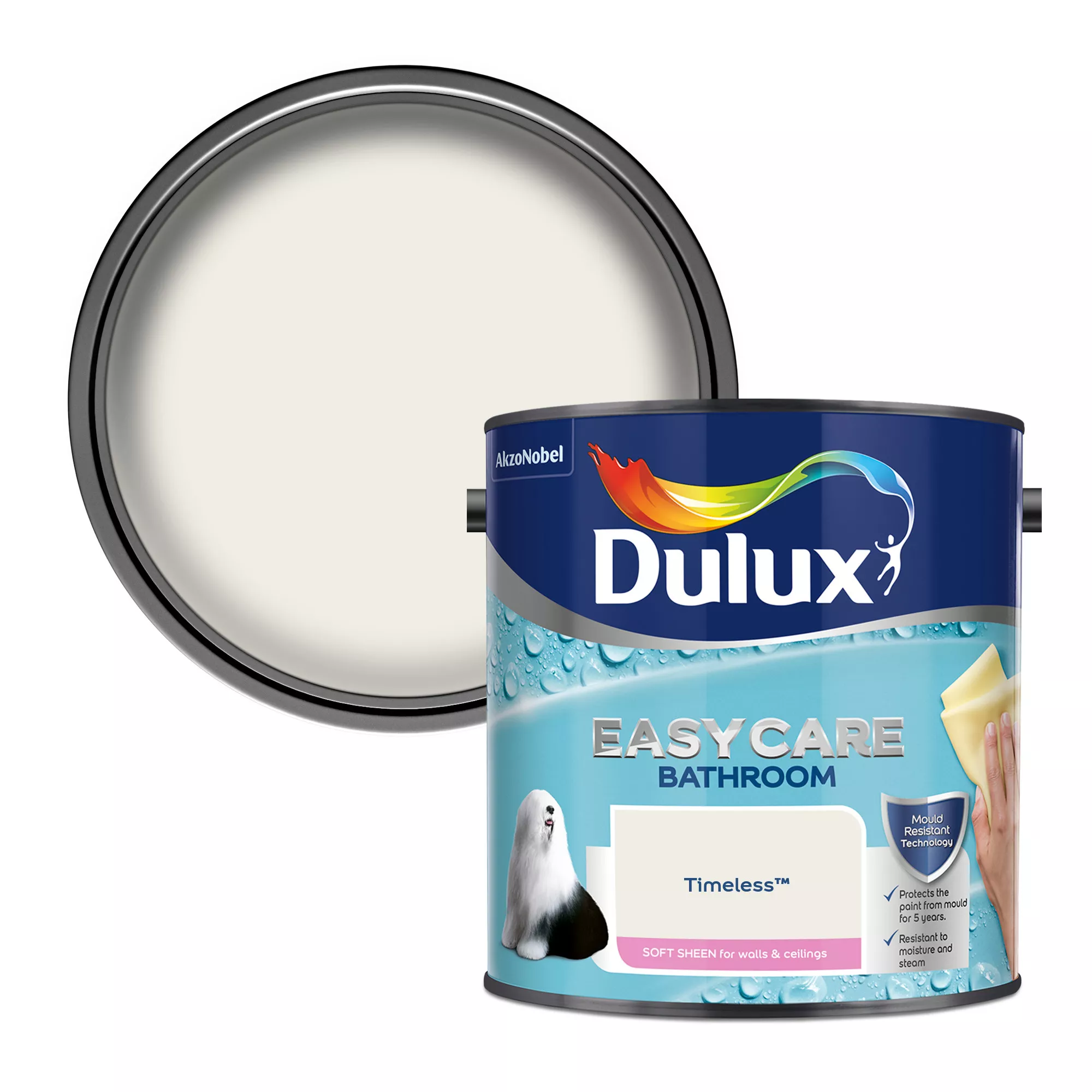 Dulux Easycare Bathroom Timeless Soft Sheen Emulsion Paint, 2.5L 1 Dulux Easycare Bathroom Timeless Soft Sheen Emulsion Paint, 2.5L