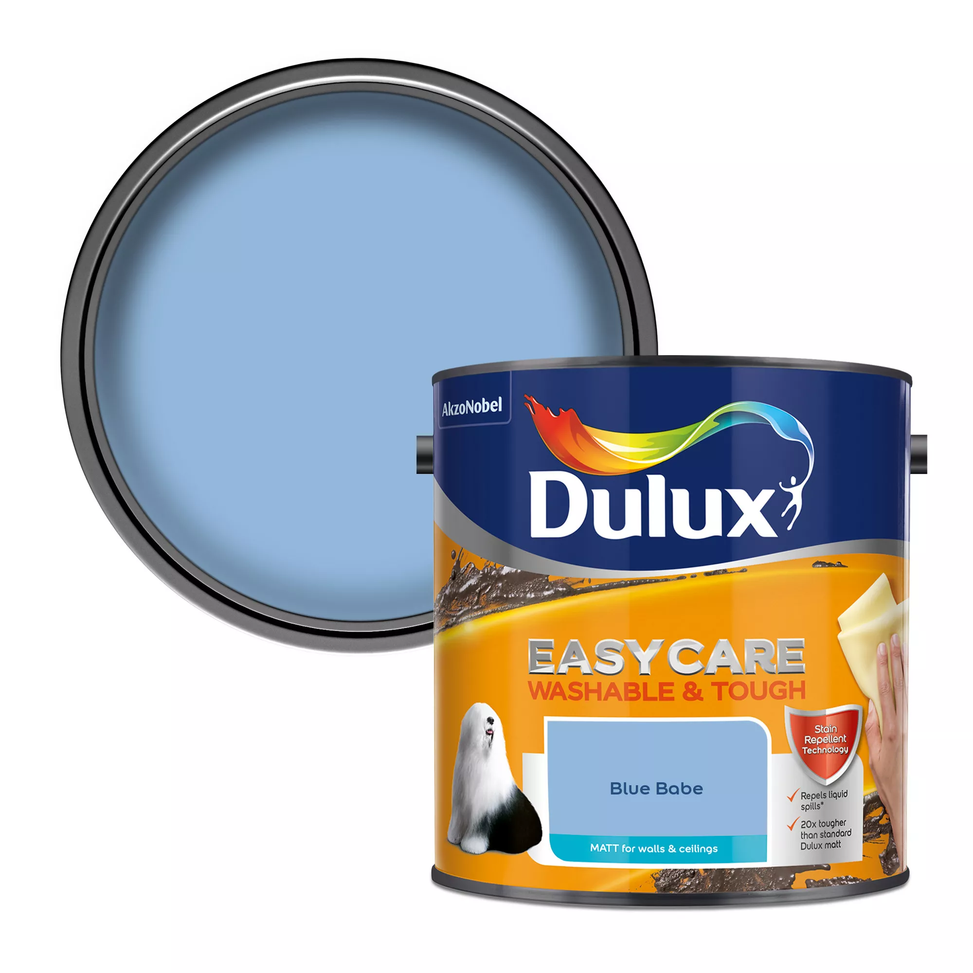 Dulux Easycare Blue Babe Matt Emulsion Paint, 2.5L 1 Dulux Easycare Blue Babe Matt Emulsion Paint, 2.5L