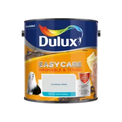 Dulux Easycare Cornflower White Matt Emulsion Paint, 2.5L -Dulux dulux easycare cornflower white matt emulsion paint 2 5l5010212623947 08c bq