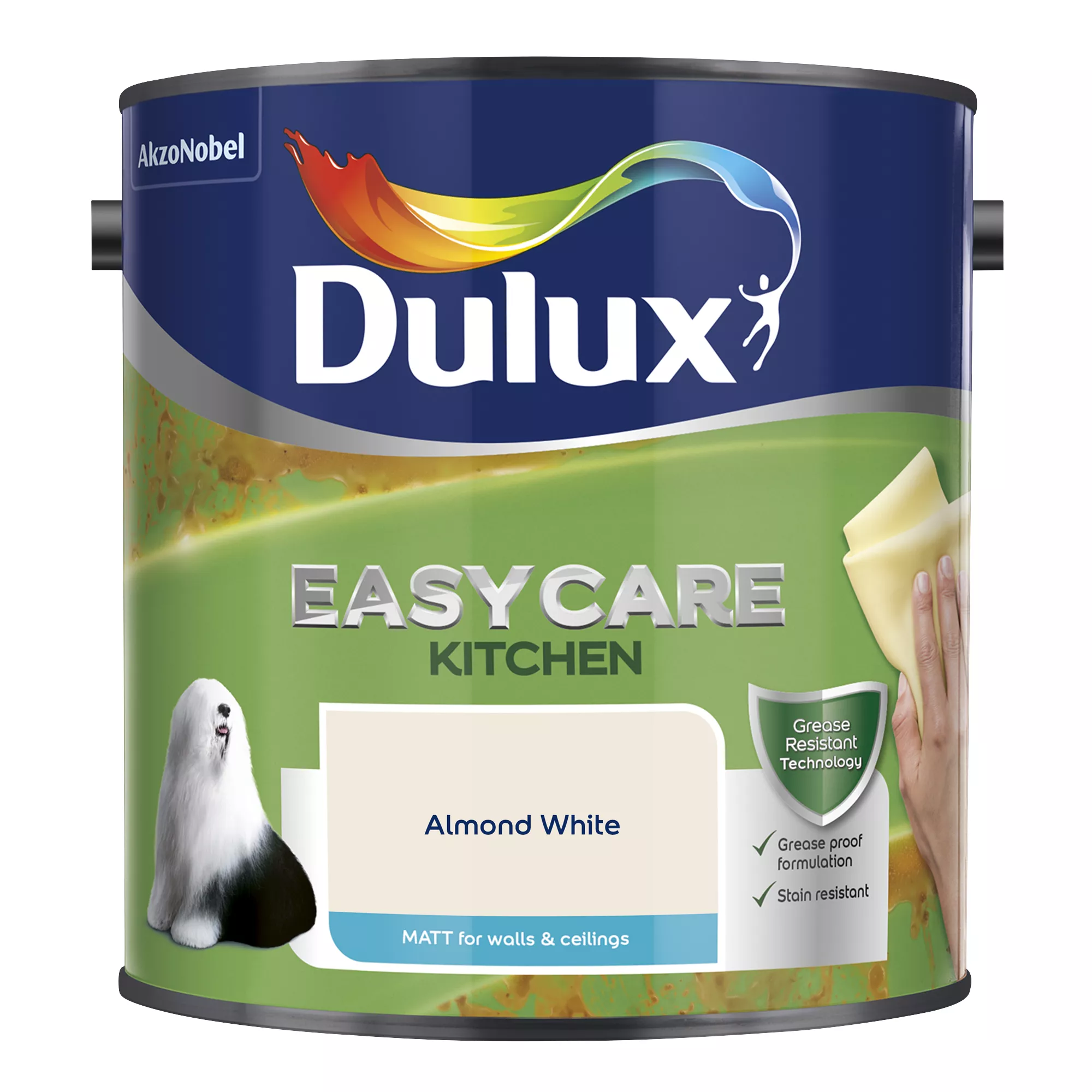 Dulux Easycare Kitchen Almond White Matt Emulsion Paint, 2.5L 2 Dulux Easycare Kitchen Almond White Matt Emulsion Paint, 2.5L - Image 2
