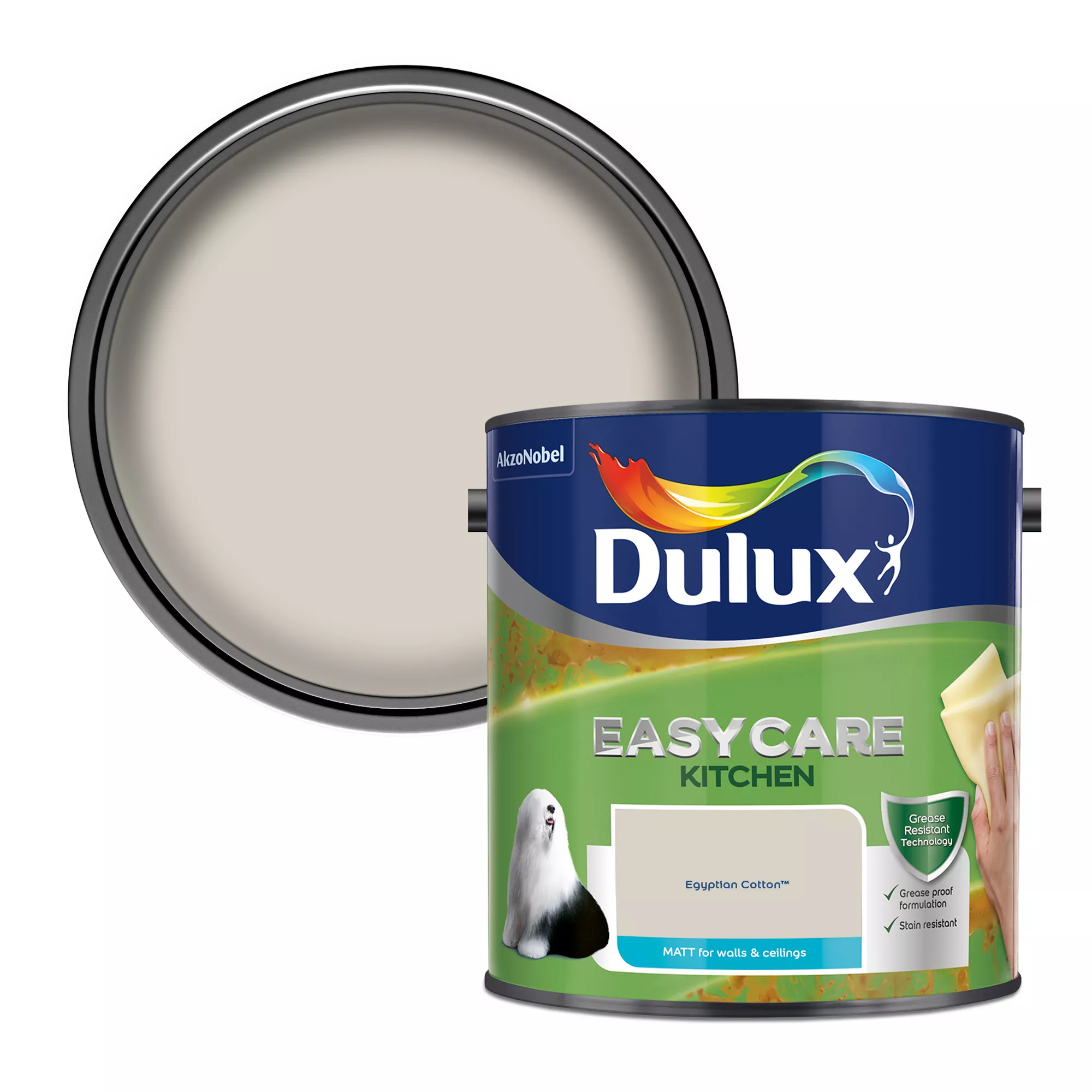 Dulux Easycare Kitchen Egyptian Cotton Matt Emulsion Paint, 2.5L 1 Dulux Easycare Kitchen Egyptian Cotton Matt Emulsion Paint, 2.5L