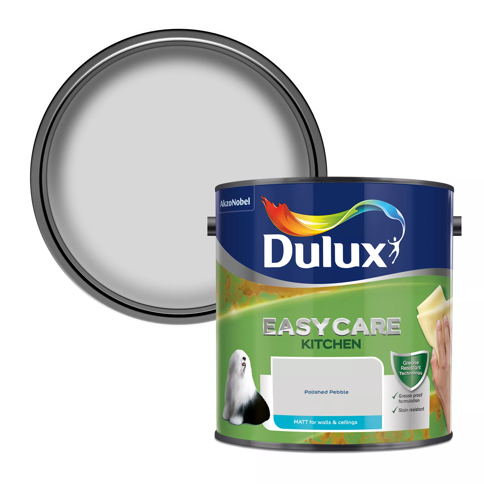 Dulux Easycare Kitchen Polished Pebble Matt Emulsion Paint, 2.5L 1 Dulux Easycare Kitchen Polished Pebble Matt Emulsion Paint, 2.5L