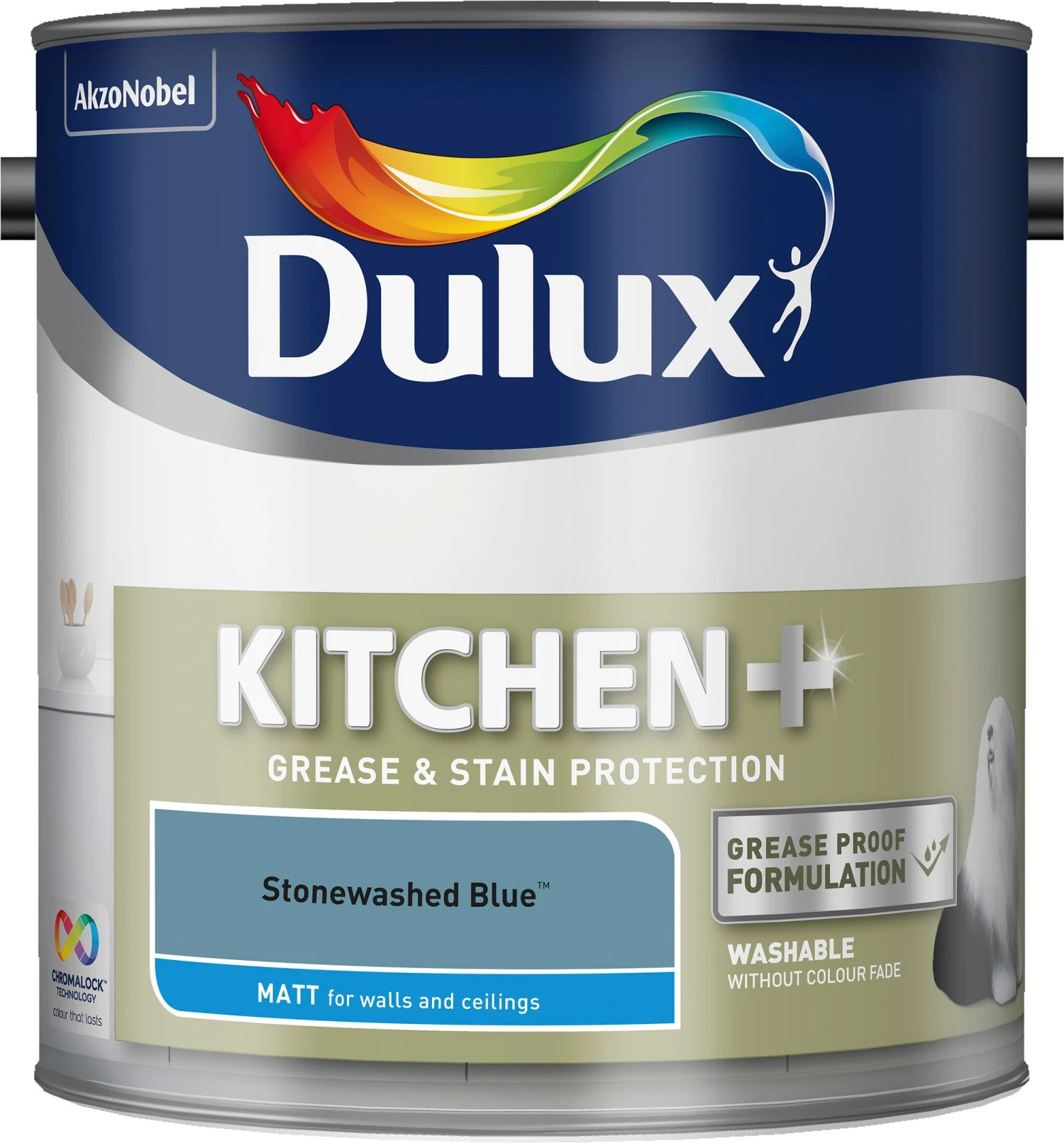 Dulux Easycare Kitchen Stonewashed Blue Matt Emulsion Paint, 2.5L 2 Dulux Easycare Kitchen Stonewashed Blue Matt Emulsion Paint, 2.5L - Image 2