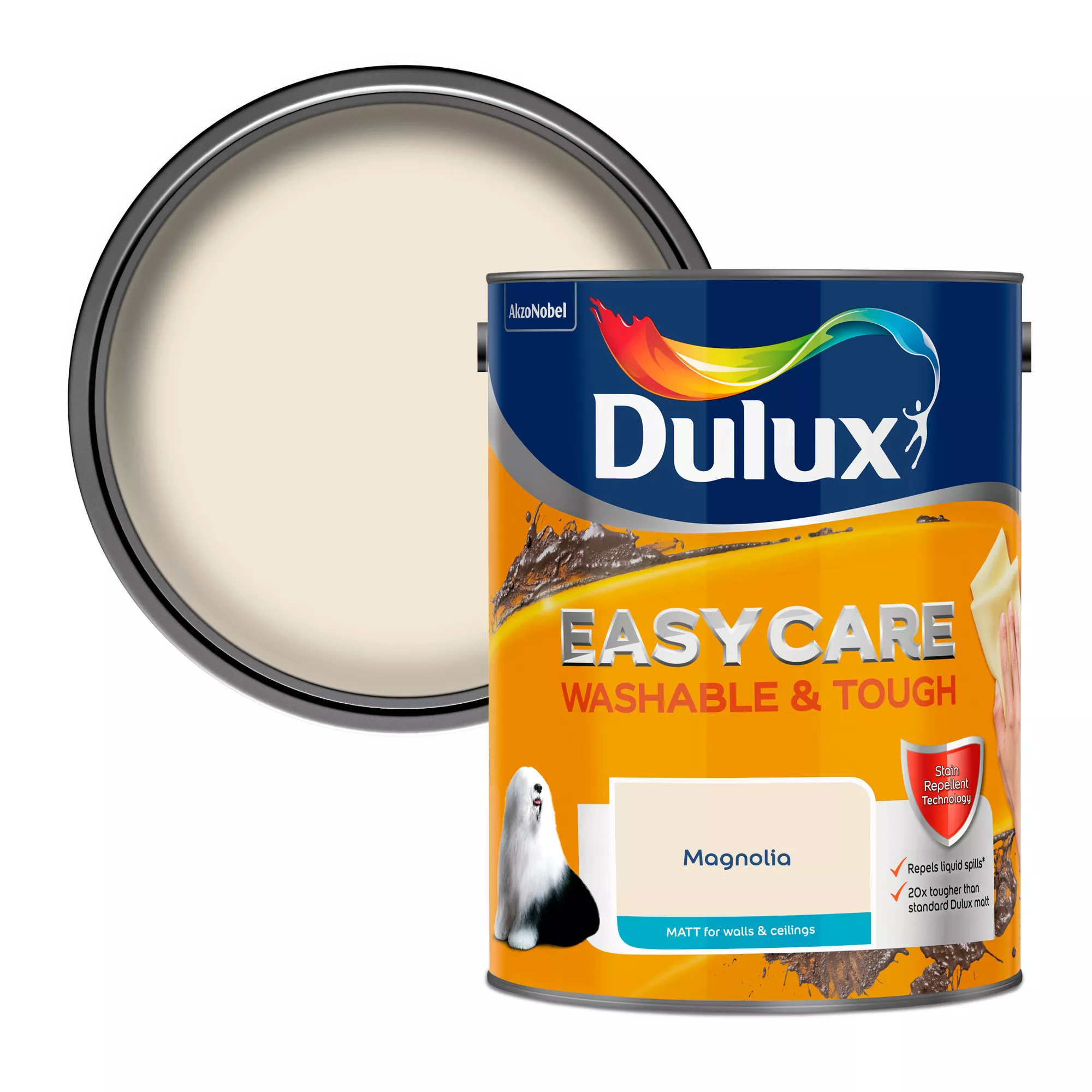 Dulux Easycare Magnolia Matt Emulsion Paint, 5L 1 Dulux Easycare Magnolia Matt Emulsion Paint, 5L