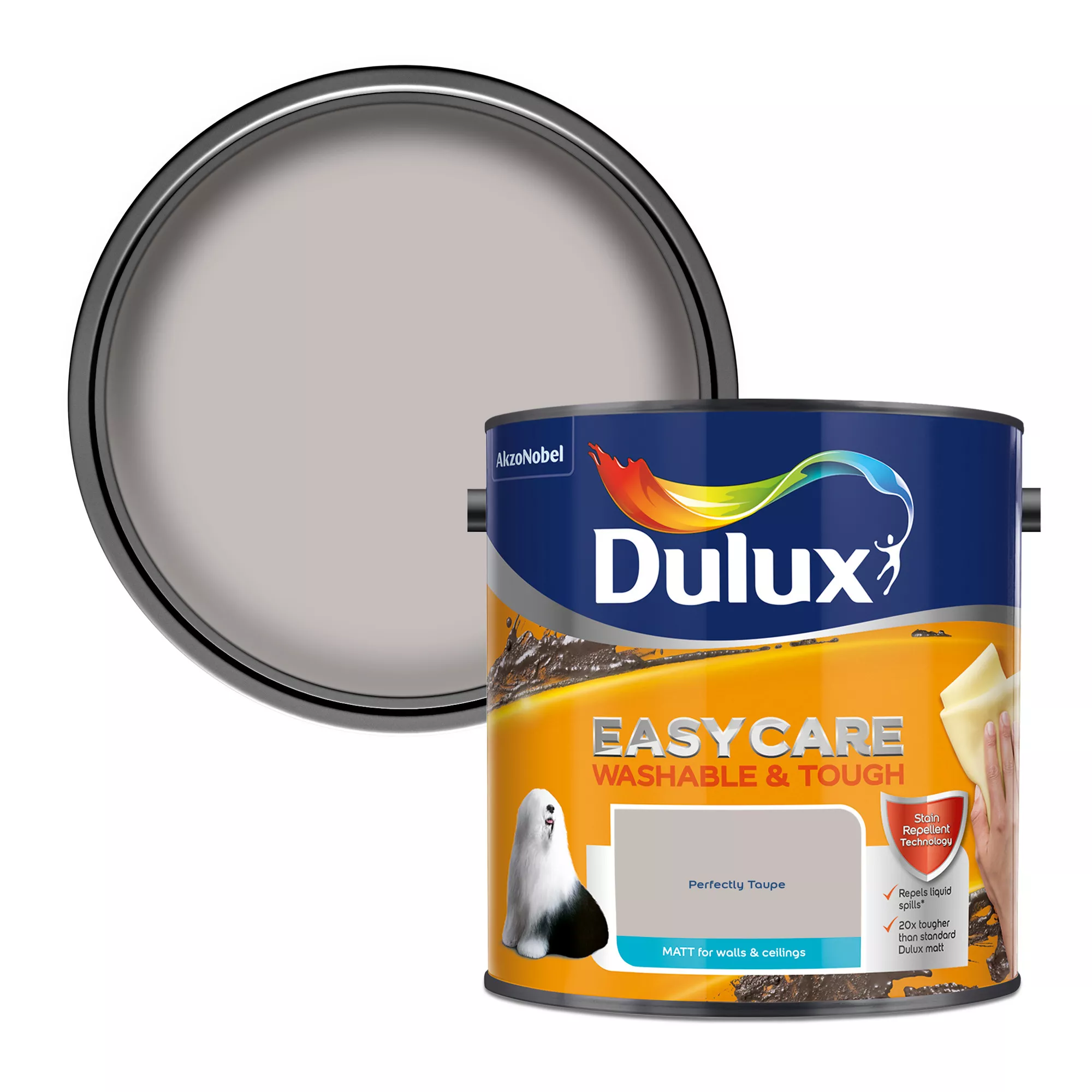 Dulux Easycare Perfectly Taupe Matt Emulsion Paint, 2.5L 1 Dulux Easycare Perfectly Taupe Matt Emulsion Paint, 2.5L