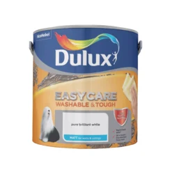 Dulux Easycare Pure Brilliant White Matt Emulsion Paint, 2.5L -Dulux dulux easycare pure brilliant white matt emulsion paint 2 5l5010212624173 08c