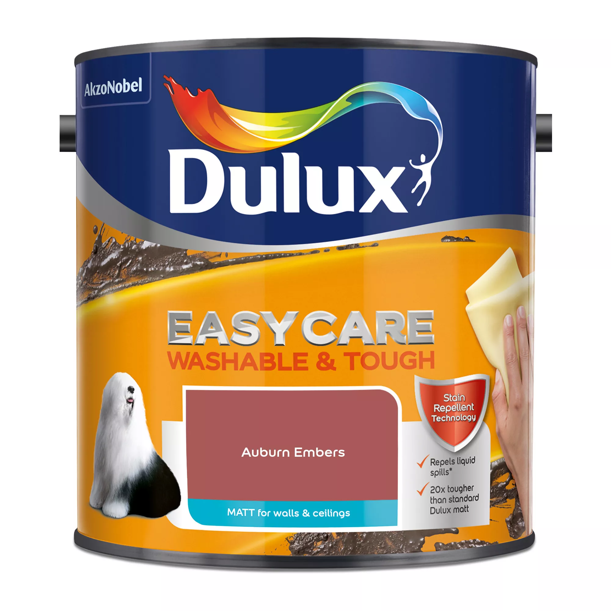Dulux Easycare Washable & Tough Auburn Embers Matt Wall Paint, 2.5L 2 Dulux Easycare Washable & Tough Auburn Embers Matt Wall Paint, 2.5L - Image 2