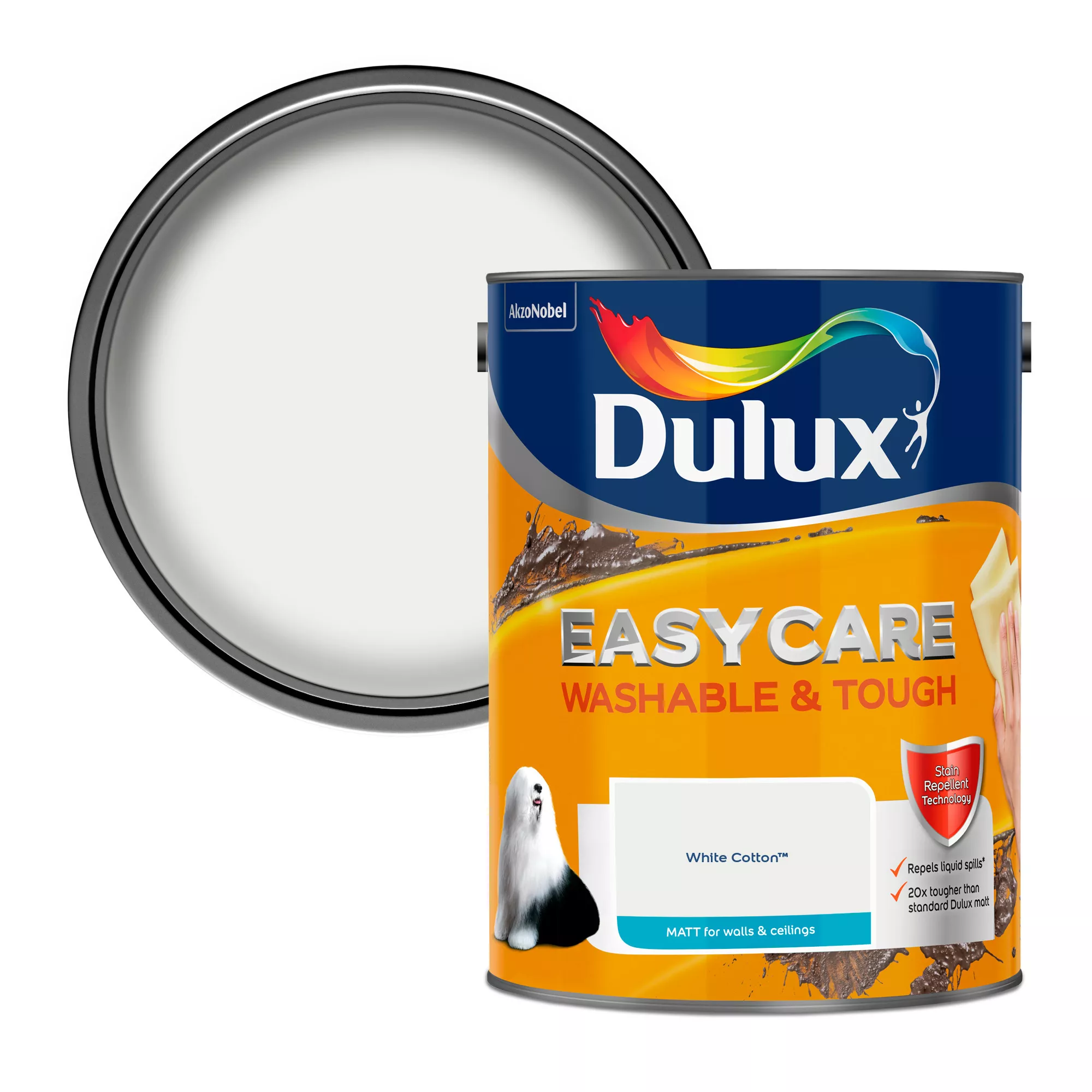 Dulux Easycare White Cotton Matt Emulsion Paint, 5L 1 Dulux Easycare White Cotton Matt Emulsion Paint, 5L
