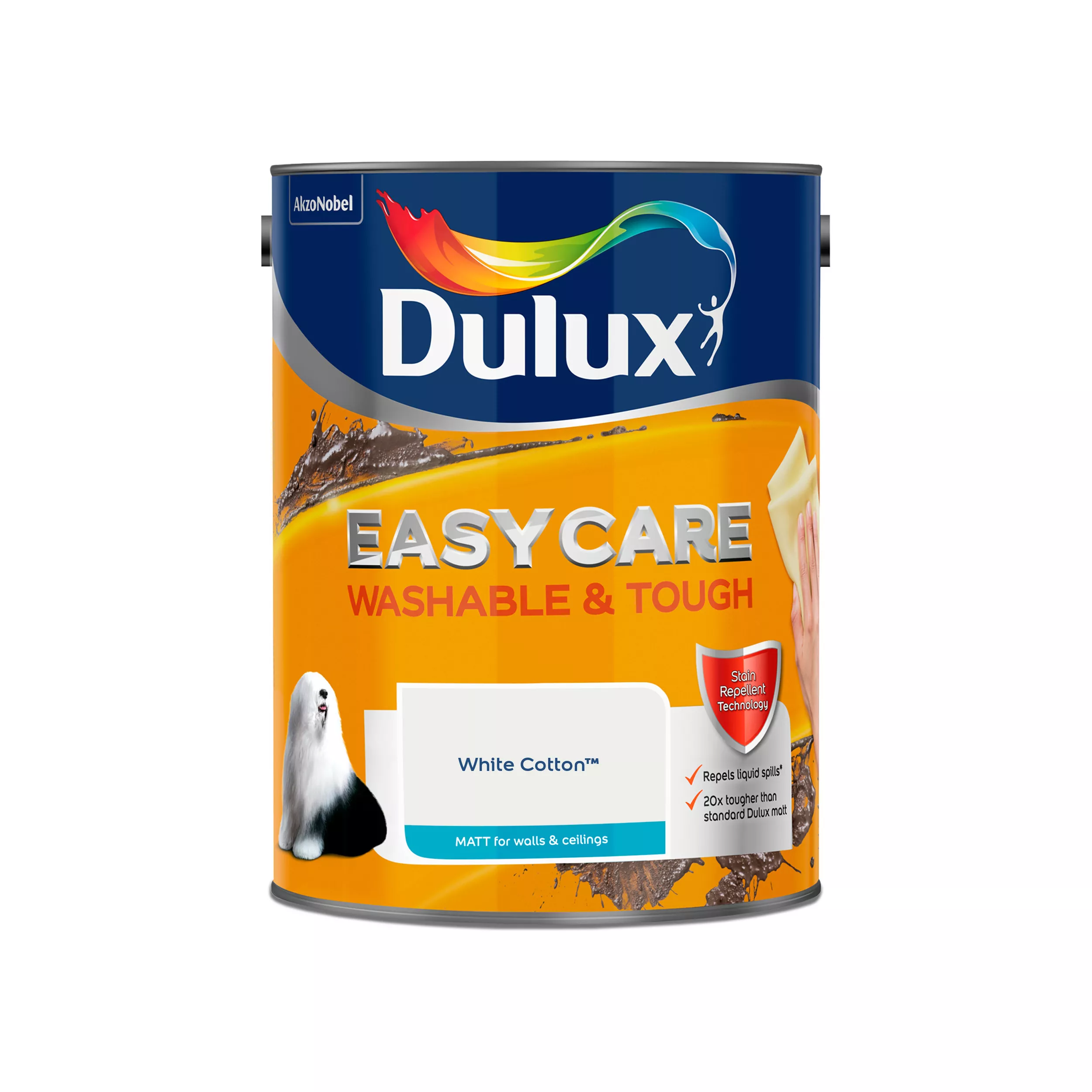 Dulux Easycare White Cotton Matt Emulsion Paint, 5L 2 Dulux Easycare White Cotton Matt Emulsion Paint, 5L - Image 2