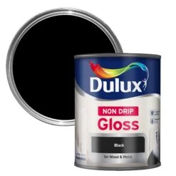 Dulux Non-drip Black Gloss Metal & Wood Paint, 750ml