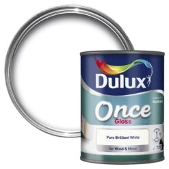 Dulux Once Pure Brilliant White Gloss Metal & Wood Paint, 750ml