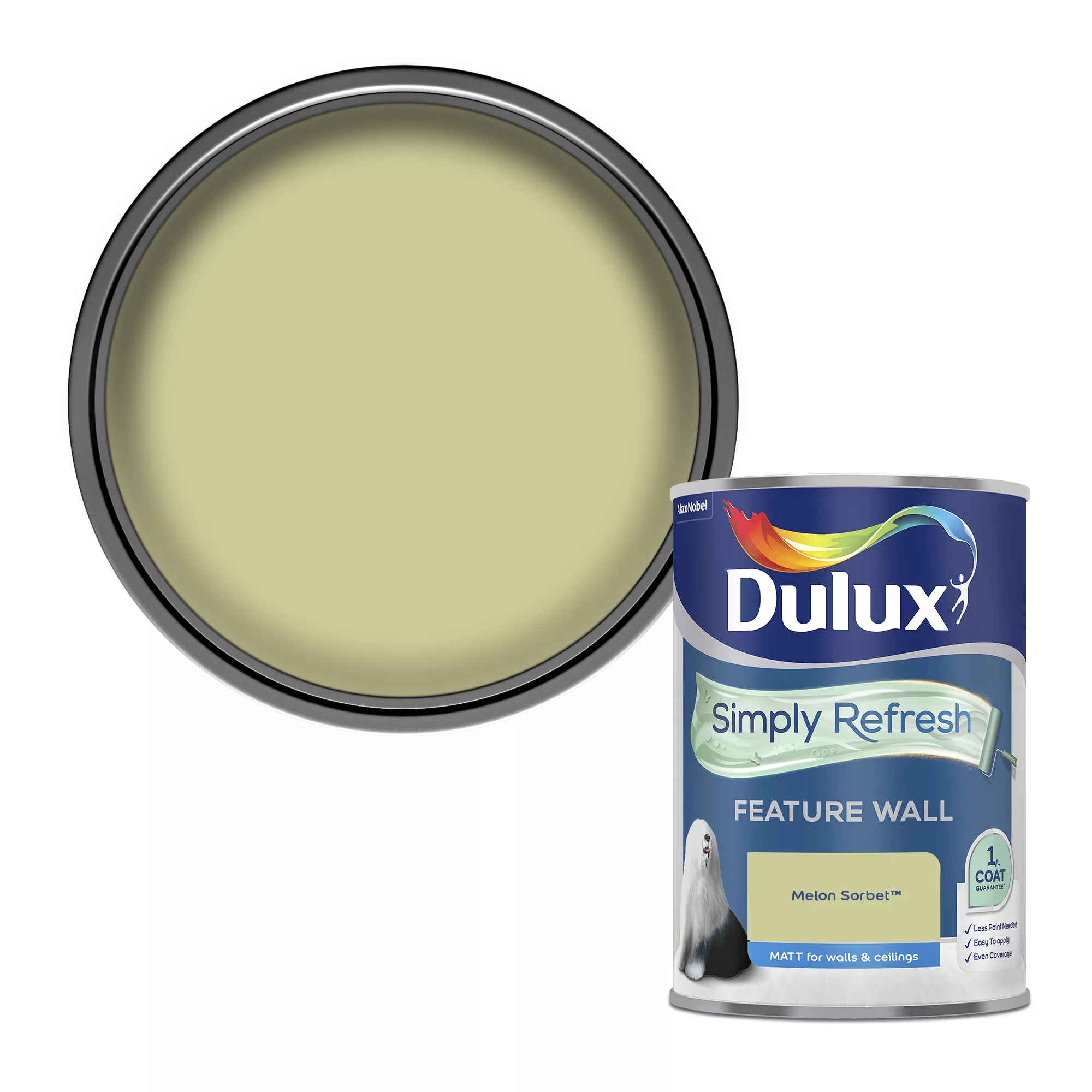 Dulux One Coat Melon Sorbet Matt Emulsion Paint, 1.25L 1 Dulux One Coat Melon Sorbet Matt Emulsion Paint, 1.25L