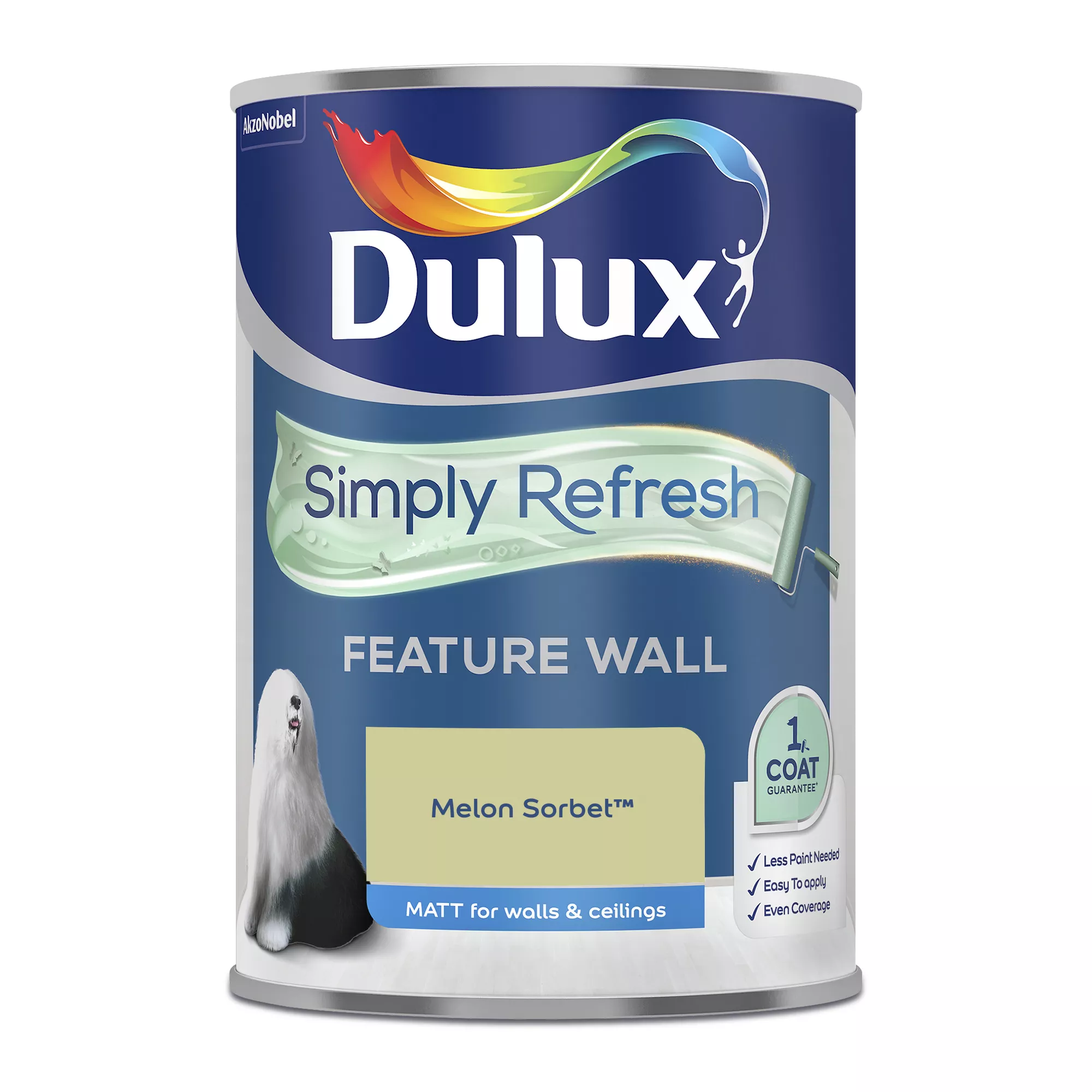 Dulux One Coat Melon Sorbet Matt Emulsion Paint, 1.25L 2 Dulux One Coat Melon Sorbet Matt Emulsion Paint, 1.25L - Image 2