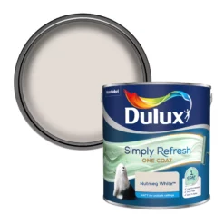 Dulux One Coat Nutmeg White Matt Emulsion Paint, 2.5L