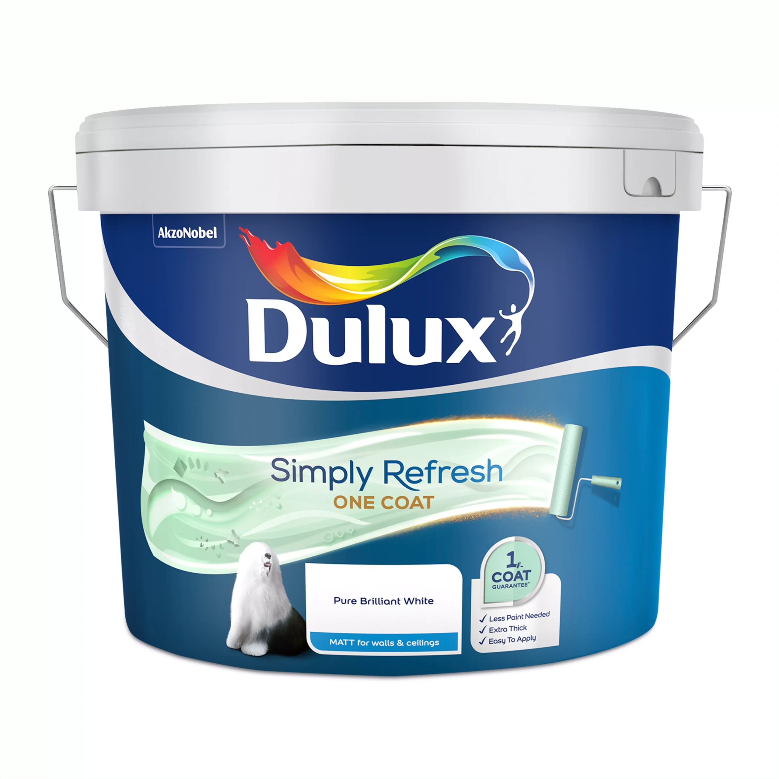 Dulux One Coat Pure Brilliant White Matt Emulsion Paint, 10L 2 Dulux One Coat Pure Brilliant White Matt Emulsion Paint, 10L - Image 2