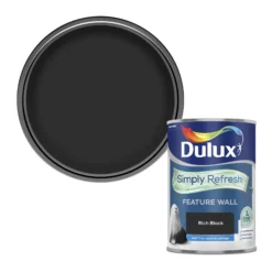 Dulux One Coat Rich Black Matt Emulsion Paint, 1.25L