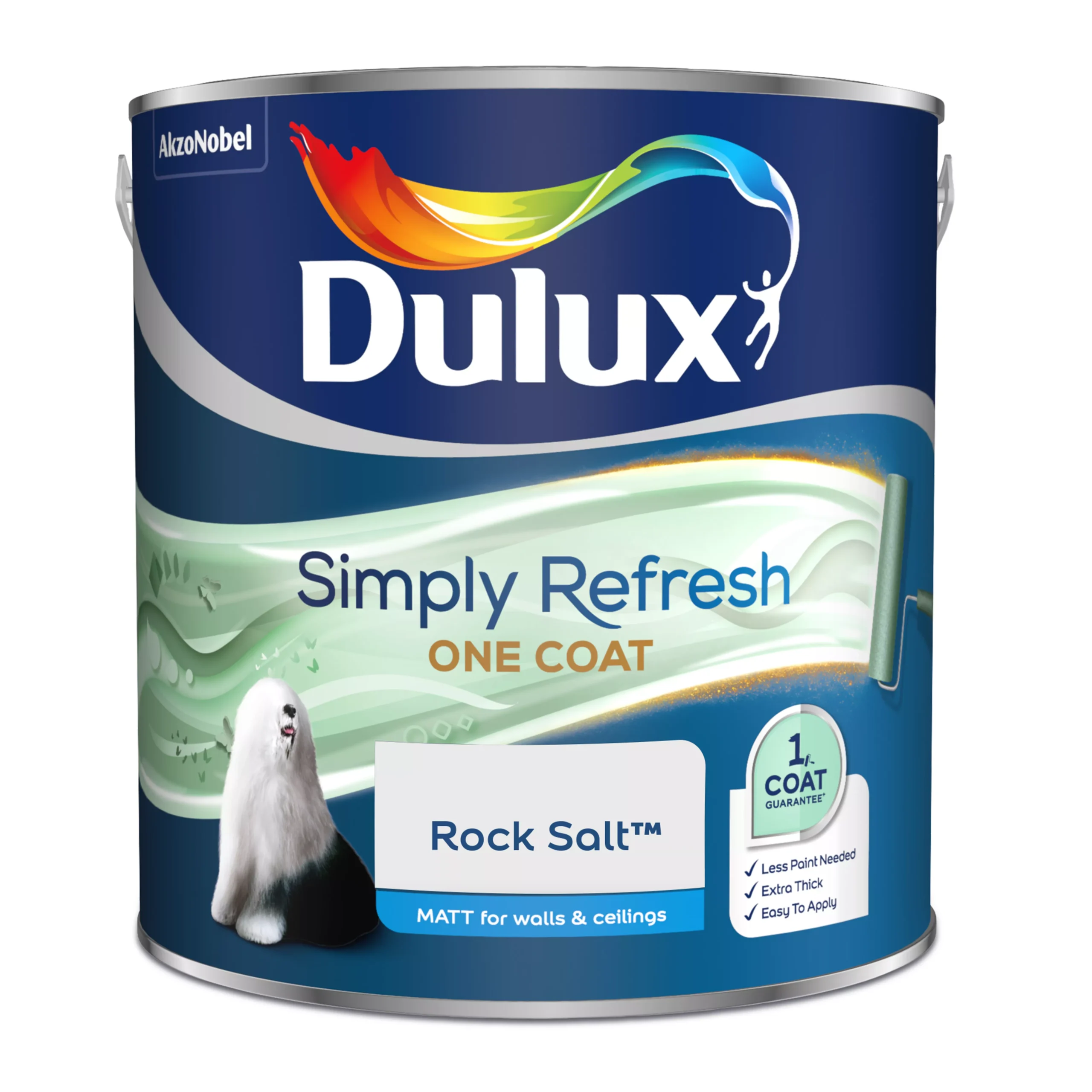 Dulux One Coat Rock Salt Matt Emulsion Paint, 2.5L 2 Dulux One Coat Rock Salt Matt Emulsion Paint, 2.5L - Image 2