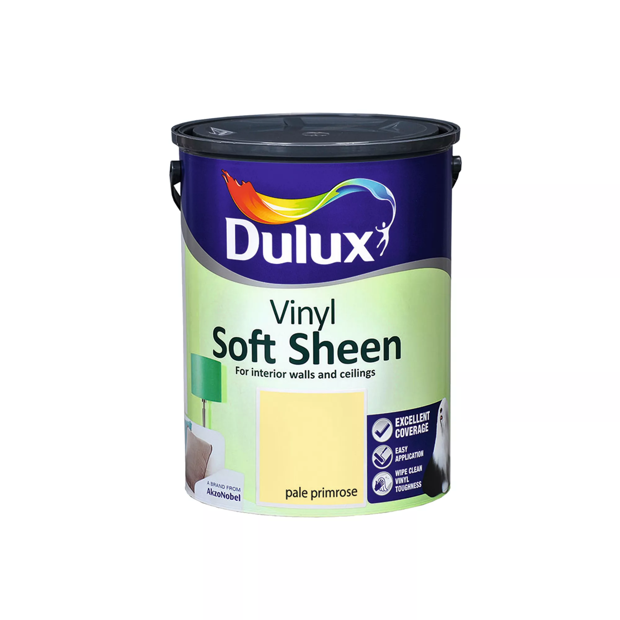 Dulux Pale Primrose Soft Sheen Emulsion Paint, 5L 2 Dulux Pale Primrose Soft Sheen Emulsion Paint, 5L - Image 2
