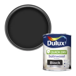 Dulux Quick Dry Black Satinwood Metal & Wood Paint, 750ml