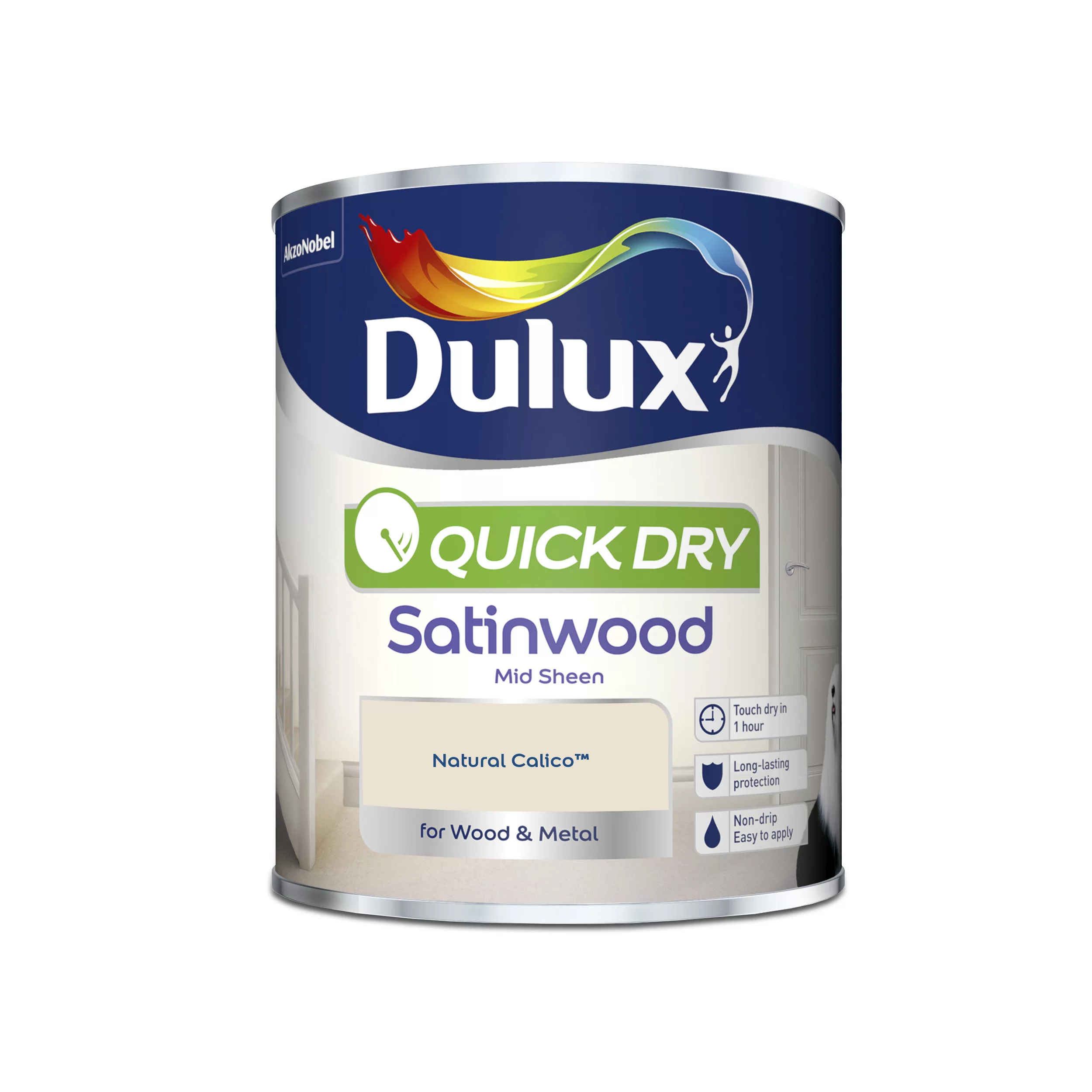 Dulux Quick Dry Natural Calico Satinwood Metal & Wood Paint, 750ml 2 Dulux Quick Dry Natural Calico Satinwood Metal & Wood Paint, 750ml - Image 2