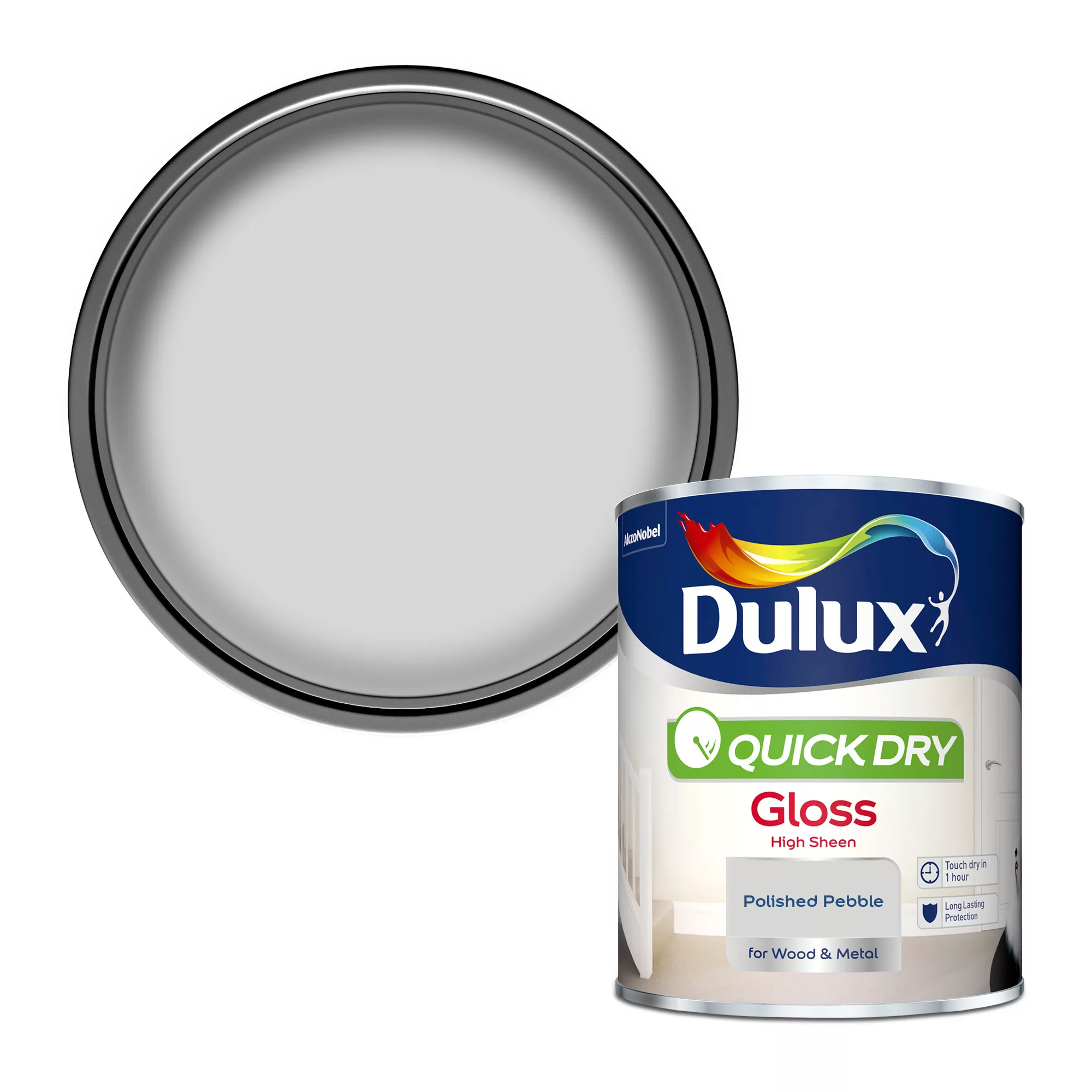 Dulux Quick Dry Polished Pebble Gloss Metal & Wood Paint, 750ml 1 Dulux Quick Dry Polished Pebble Gloss Metal & Wood Paint, 750ml