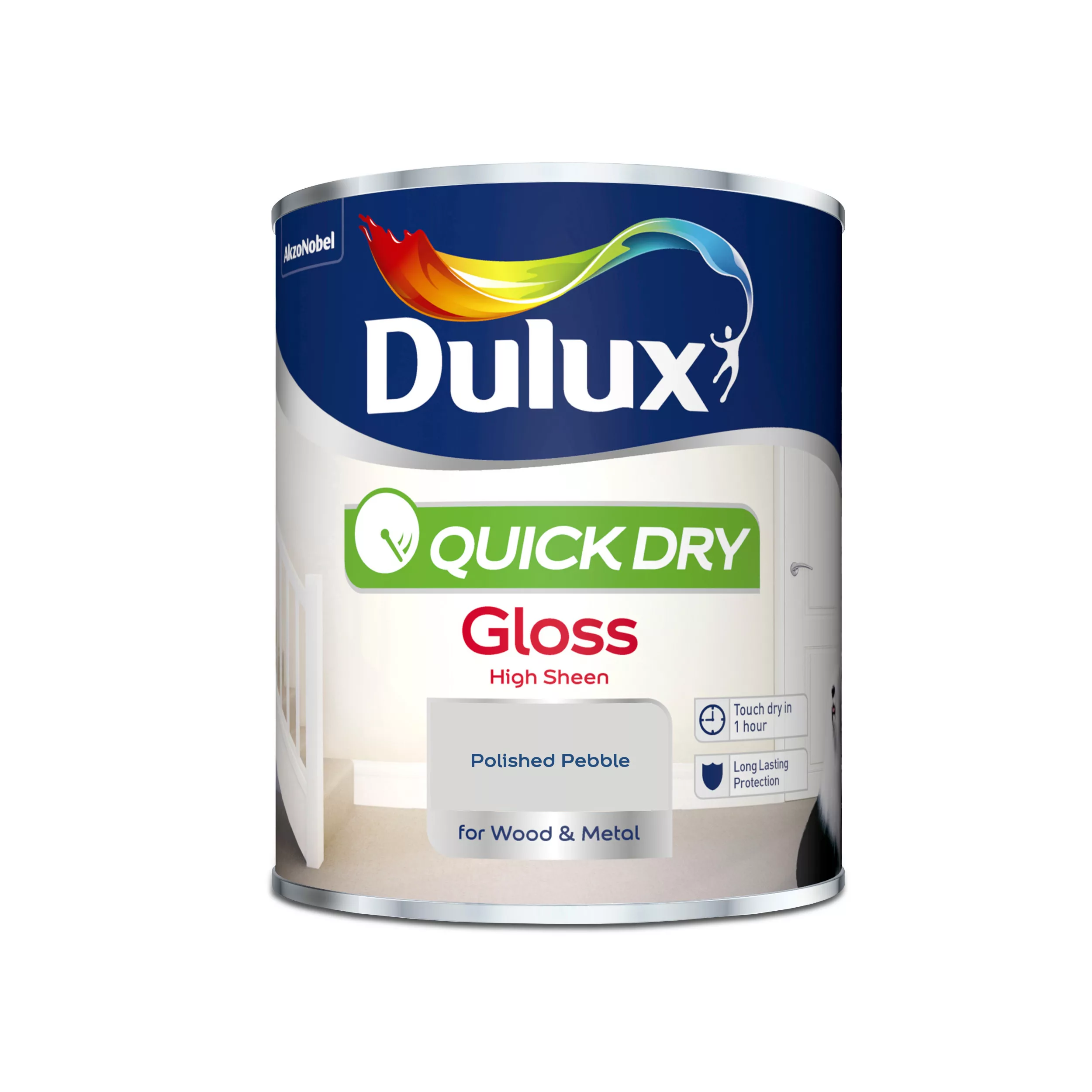 Dulux Quick Dry Polished Pebble Gloss Metal & Wood Paint, 750ml 2 Dulux Quick Dry Polished Pebble Gloss Metal & Wood Paint, 750ml - Image 2