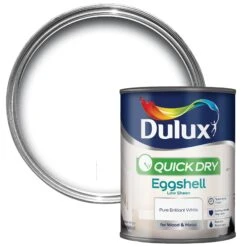 Dulux Quick Dry Pure Brilliant White Eggshell Metal & Wood Paint, 750ml