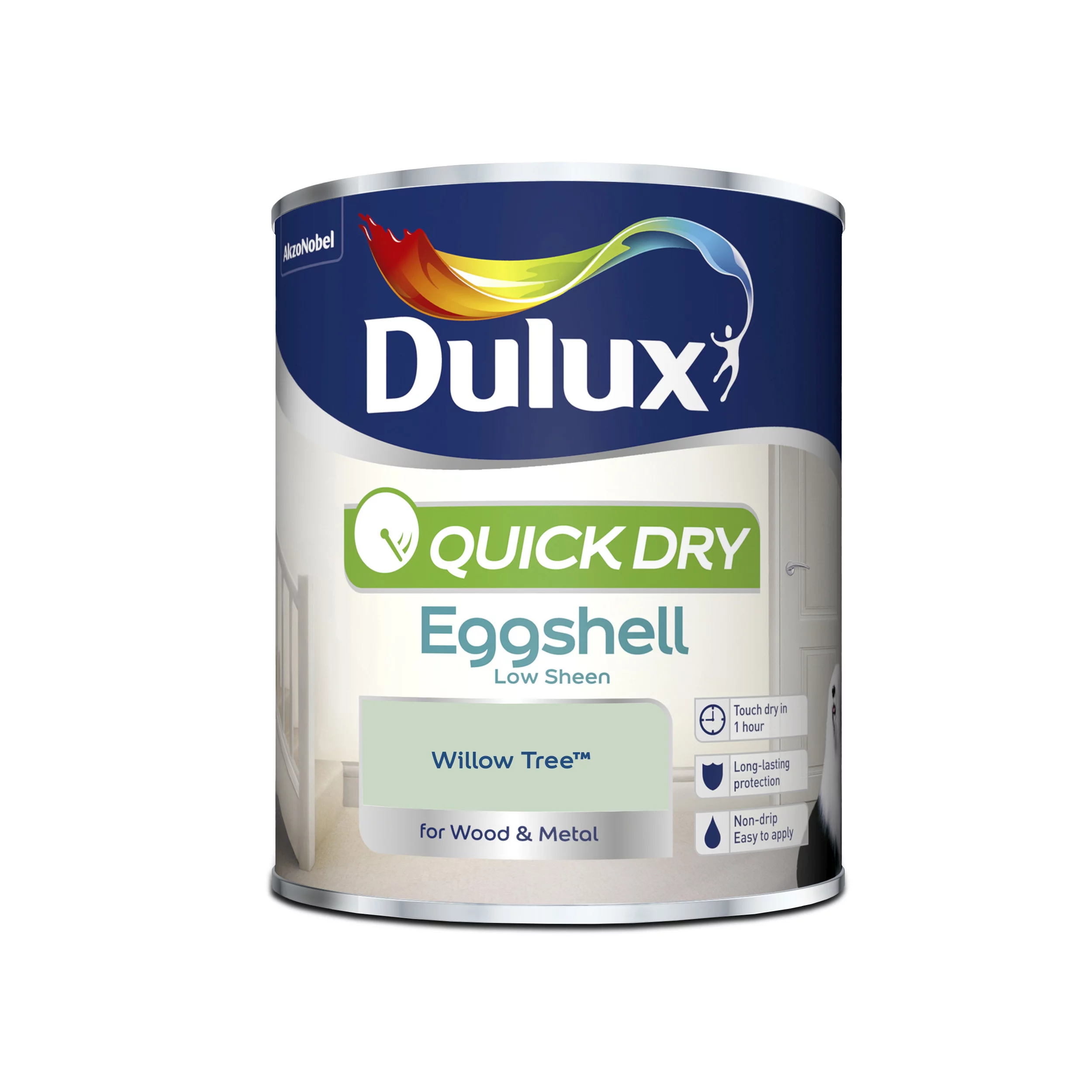Dulux Quick Dry Willow Tree Eggshell Metal & Wood Paint, 750ml 2 Dulux Quick Dry Willow Tree Eggshell Metal & Wood Paint, 750ml - Image 2