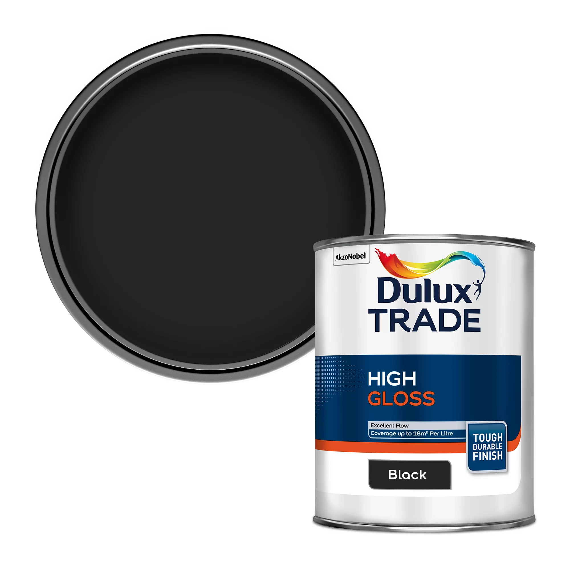 Dulux Trade Black High Gloss Metal & Wood Paint, 1L 1 Dulux Trade Black High Gloss Metal & Wood Paint, 1L