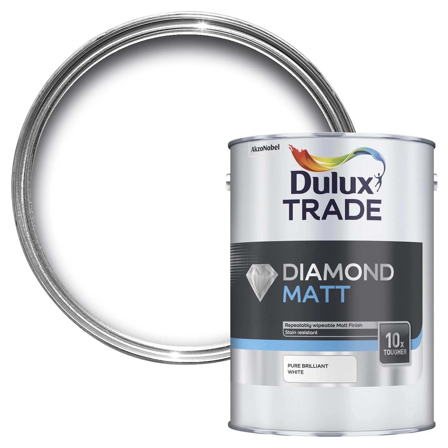 Dulux Trade Diamond Pure Brilliant White Matt Emulsion Paint, 5L 1 Dulux Trade Diamond Pure Brilliant White Matt Emulsion Paint, 5L