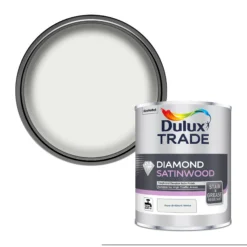 Dulux Trade Diamond Pure Brilliant White Satinwood Metal & Wood Paint, 1L