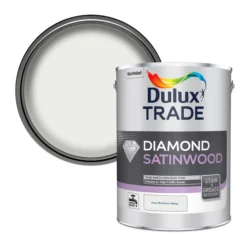 Dulux Trade Diamond Pure Brilliant White Satinwood Metal & Wood Paint, 5L