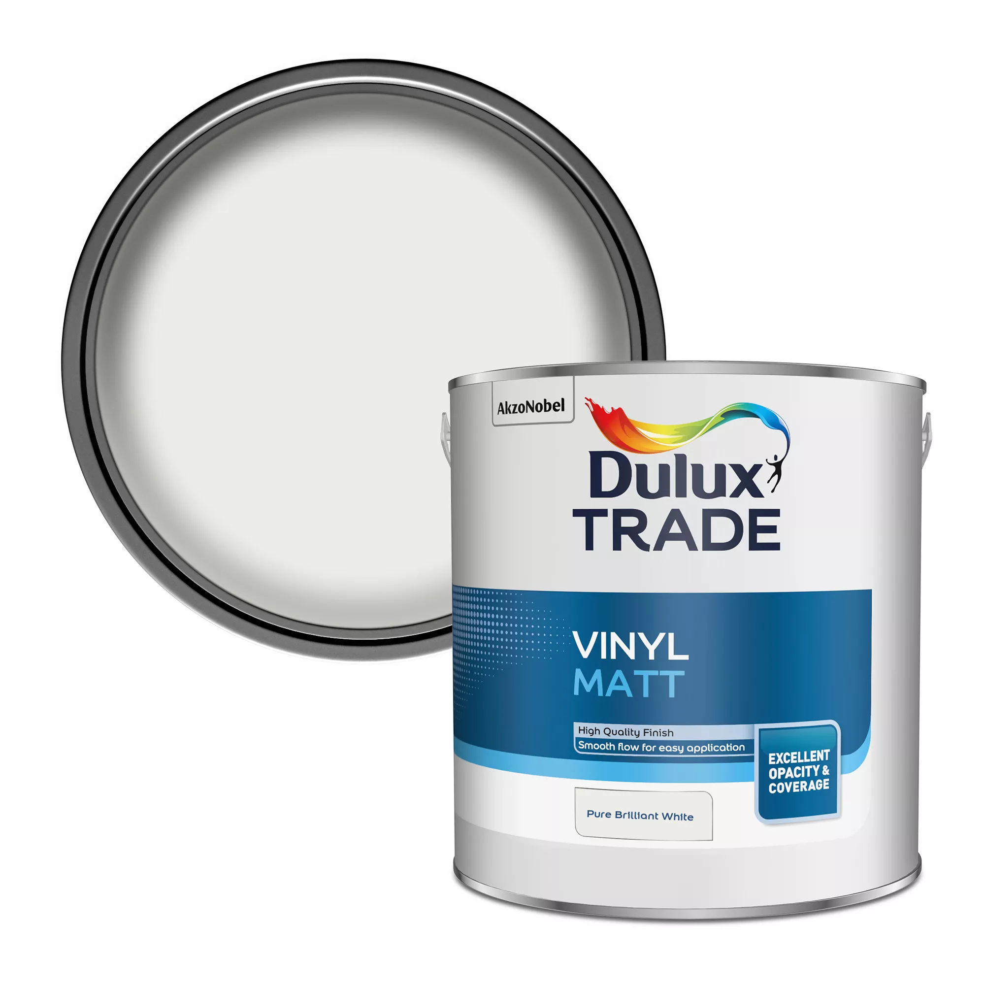 Dulux Trade Pure Brilliant White Matt Emulsion Paint, 2.5L 1 Dulux Trade Pure Brilliant White Matt Emulsion Paint, 2.5L