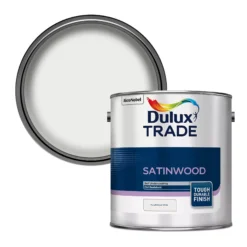 Dulux Trade Pure Brilliant White Satinwood Metal & Wood Paint, 2.5L