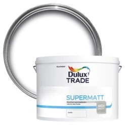 Dulux Trade White Super Matt Emulsion Paint, 10L