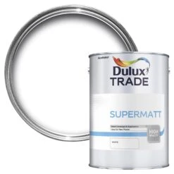 Dulux Trade White Super Matt Emulsion Paint, 5L