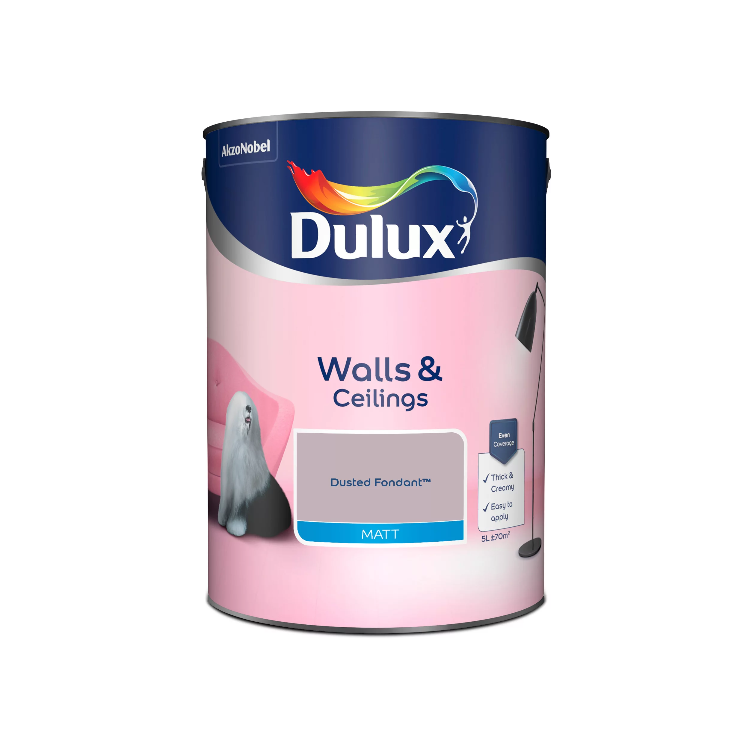 Dulux Walls & Ceilings Dusted Fondant Matt Emulsion Paint, 5L 2 Dulux Walls & Ceilings Dusted Fondant Matt Emulsion Paint, 5L - Image 2