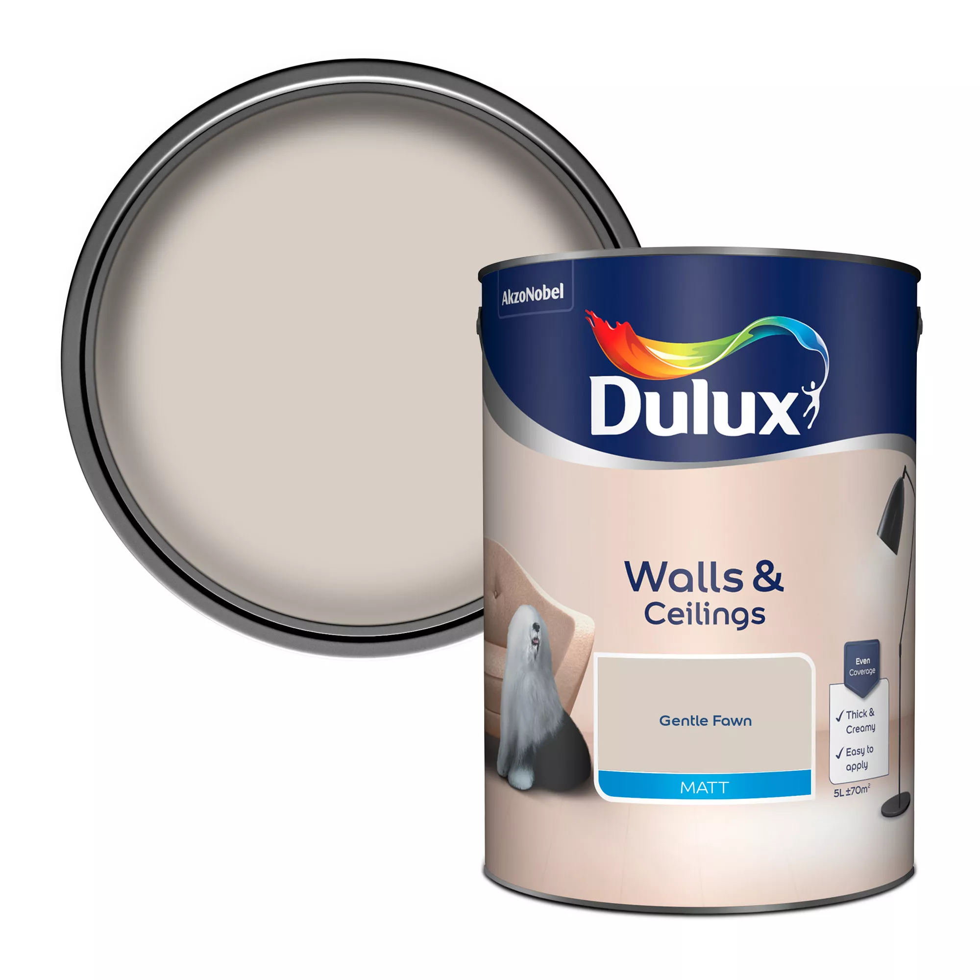 Dulux Walls & Ceilings Gentle Fawn Matt Emulsion Paint, 5L 1 Dulux Walls & Ceilings Gentle Fawn Matt Emulsion Paint, 5L