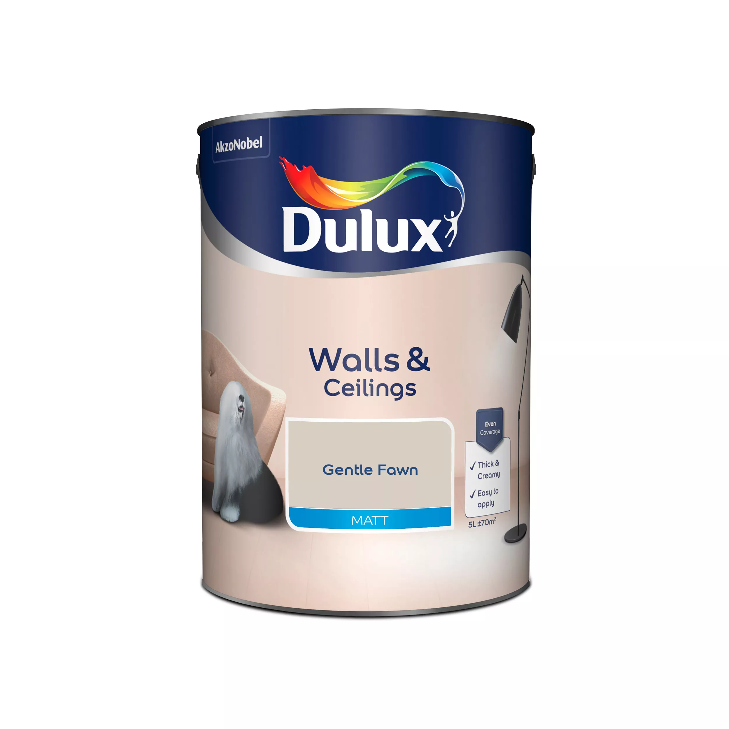 Dulux Walls & Ceilings Gentle Fawn Matt Emulsion Paint, 5L 2 Dulux Walls & Ceilings Gentle Fawn Matt Emulsion Paint, 5L - Image 2