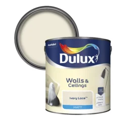 Dulux Walls & Ceilings Ivory Lace Matt Emulsion Paint, 2.5L