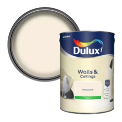 Dulux Walls & Ceilings Ivory Lace Silk Emulsion Paint, 5L