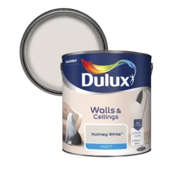 Dulux Walls & Ceilings Nutmeg White Matt Emulsion Paint, 2.5L