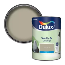 Dulux Walls & Ceilings Overtly Olive Matt Emulsion Paint, 5L