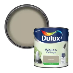 Dulux Walls & Ceilings Overtly Olive Silk Emulsion Paint, 2.5L