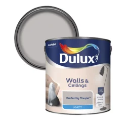 Dulux Walls & Ceilings Perfectly Taupe Matt Emulsion Paint, 2.5L -Dulux dulux walls ceilings perfectly taupe matt emulsion paint 2 5l5010212508435 37c