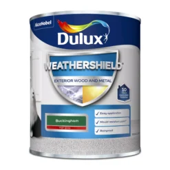 Dulux Weathershield Buckingham Green Gloss Exterior Metal & Wood Paint, 750ml -Dulux dulux weathershield buckingham green gloss exterior metal wood paint 750ml5010212431153 08c bq