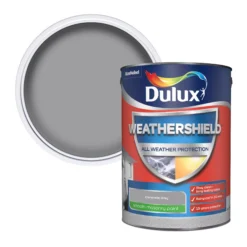 Dulux Weathershield Concrete Grey Smooth Matt Masonry Paint, 5L