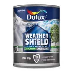 Dulux Weathershield Grey Metal & Wood Undercoat, 750ml -Dulux dulux weathershield grey metal wood undercoat 750ml5010212451625 08c bq